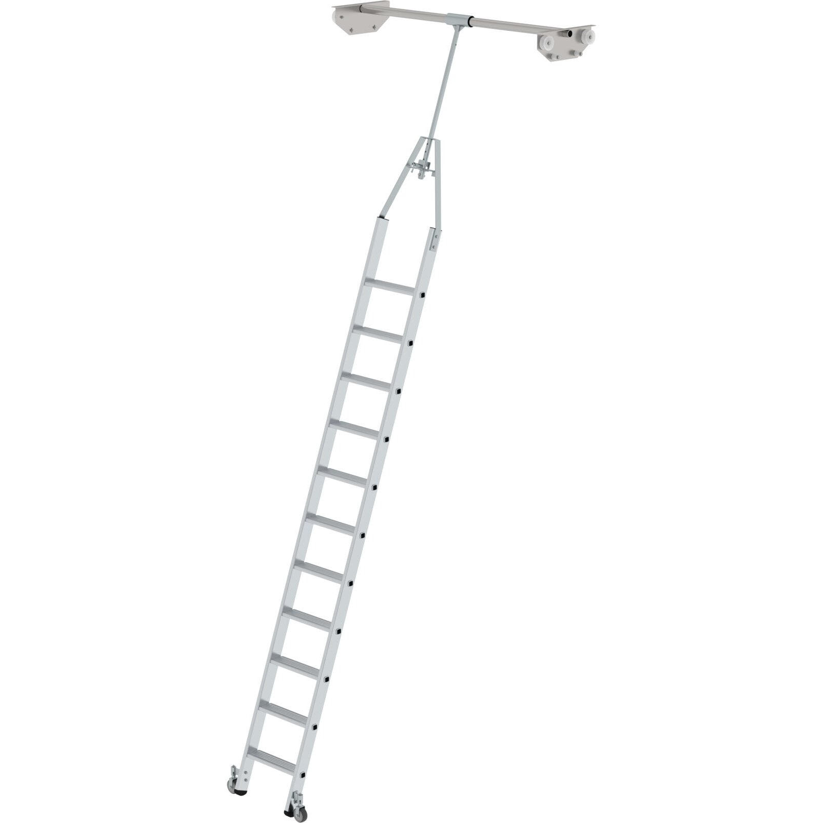 Стеллажная лестница из алюминия поворотная на траках 11 ступеней Munk 044511
